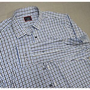 Blue White Gingham UNTUCKit Long Sleeve Button Down Shirt Mens Large Slim Fit